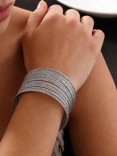 1 pieza Brazalete abierto clásico retro versátil minimalista, adecuado para fiestas, vacaciones, uso casual de mujeres, regalo perfecto, para todas las estaciones, ir y venir y uso diario