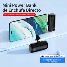 Batería Portátil del Tamaño de un Lápiz Labial - Mini Power Bank de 8000mAh - Cargador Portátil de Doble Conector - Listo para Usar - Compatible con Todas las Marcas de Teléfonos Inteligentes - Carcasa en Tonalidades Morandi - Refinada y Hermosa - Una Elección Perfecta para Regalos en Fiestas de Cumpleaños y Navidad. - negro - Ver 3