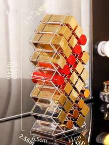 Acrylic Lipstick Storage Box, Multi-Compartment Transparent Makeup Organizer Rack - View 2