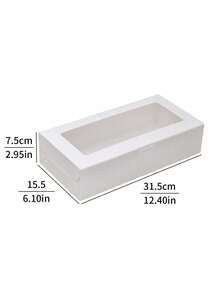 5pcs/10pcs White Square Window Bread Box, White Cardboard Material Cookie Box With Window, Kraft Paper Square Window Cake Box Suitable For Pastries, Pies, Muffins, Chocolates, Strawberry Cookies - View 2