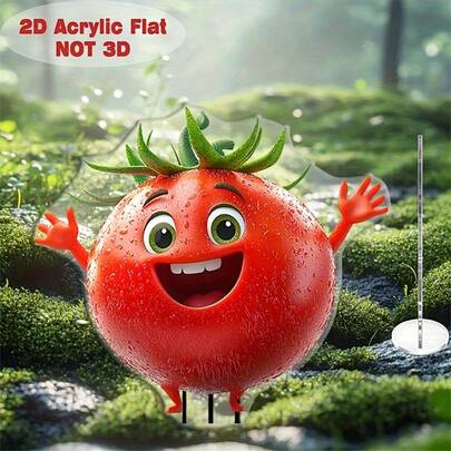 2D Flat Design, Single Piece Outdoor Garden Decor, Acrylic Garden Signage, Rustic Lawn Decoration, Fence Plaque, Acrylic Garden Signboard, Colorful Garden Signage, Suitable For Garden, Potted Plants