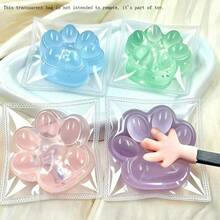 1 pieza Juguete antiestrés de pata de gato de cristal brillante Taba, juguete sensorial suave de rebote lento para aliviar el estrés, juguete de apretar lindo para relajación, juguete de escritorio kawaii para el hogar y la oficina, regalo de cumpleaños, favor de fiesta, recompensa de aula, relleno de canasta de Pascua - Multicolor - Ver 3