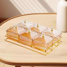 Divided Snack Serving Bowls Dried Fruit Tray Creative,Food Storage Box Fruit Snacks Serving Platter For Candy Snacks Dessert, Clear - 琥珀色 - 查看 6