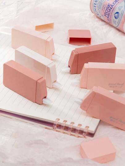 6pcs Gradient Macaron Correction Tape, Portable Square Silent Correcting Tape, Suitable For School, Office, Home Use