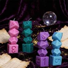 3D骰子硅胶蜡烛模具 - 可堆叠骰子蜡烛模具，适用于树脂浇铸，DIY多面骰子肥皂和蜡烛制作套装 - Dice Candle Mold - 查看 5
