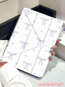 优雅紫色蝴蝶结花卉图案透明水晶平板电脑保护套，兼容第十代/11（A16）2025（11英寸）、Pro 11（2021/2020）/Air 7（11/13英寸）、Galaxy Tab 和 Kindle 第十一代（2022）。创意个性化礼物，带自动睡眠/唤醒功能。 - 彩色 - 查看 3