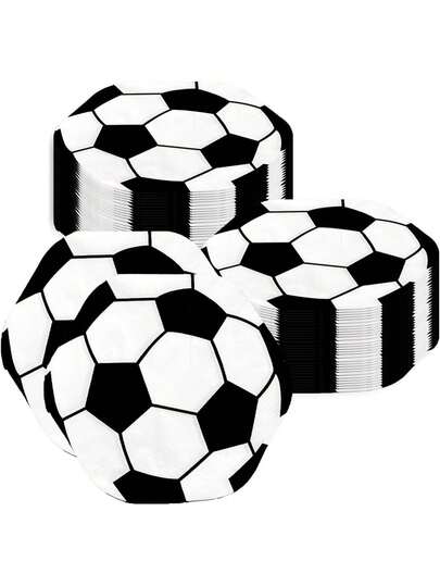 20pcs-Football Shaped Napkin,Football Shaped Disposable Paper Napkins,Soccer Football Paper Napkins,Football Shaped Napkin Disposable Football Party Napkin 3D Black And White Design- Soccer Theme Birthday Tableware Include Soccer Napkins For Ports Party Supplies,Soccer Fans