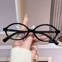 1副方形镜框Y2K透明镜片眼镜，男女通用 - 黑色 - 查看 4