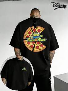 Disney Pizza Planet Alien Retro Classic Cartoon Pattern T-Shirt, Summer Men's T-Shirt, High-Quality 100% Cotton 200 Grams Short Sleeve T-Shirt, Holiday Leisure Men's And Women's T-Shirt, Crew Neck, Soft And Breathable, Suitable For Year-Round Wear, Perfect For Daily Commuting, Street Leisure Activities, Vintage Cartoon Lover Must-Have Shirt, Preferred Men's Gift, The Best Gift For Good Friends - 黑色 - 查看 1