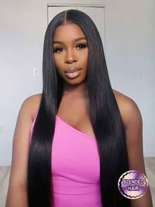 24 Inch Put And Go Glueless Wig 5*5 Frontal Lace Closure Hair 200% Density Straight Lace Front Wigs Blended Hair Pre Plucked 13x4 13*6 HD Lace Frontal Bleached Knots Pre Everything Ready To Wear Closure 1B# Black Glueless Wig For Wome - Natural & Black - View 1