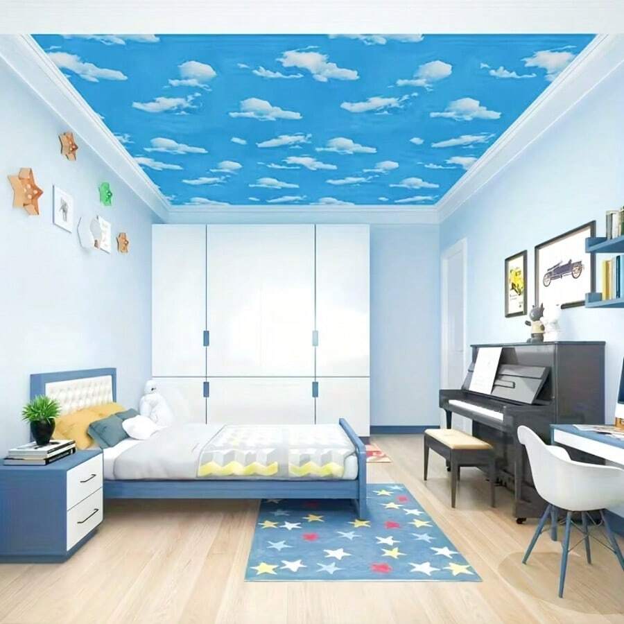 10pcs/Set 30cm/11.8in Ceiling Decor Wall Stickers, Suitable For Kitchen And Bedroom Ceiling - A - View 1