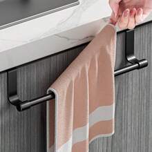 不锈钢厨房橱柜门毛巾架，多功能毛巾杆，衣架 - 黑色 - 查看 2