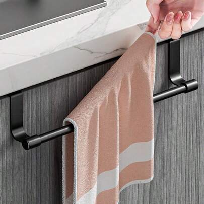 Porte-serviette de placard de cuisine en acier inoxydable, barre à serviettes multifonction, cintre à linge