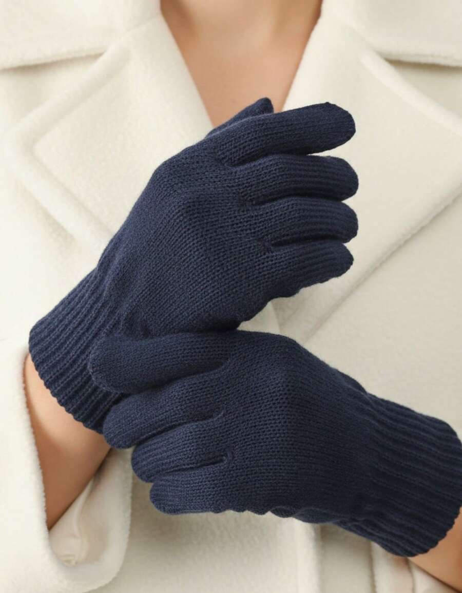 Lilas Inova Unisex Thick Wool Glove Autumn Winter High Quality - Navy Blue - View 1