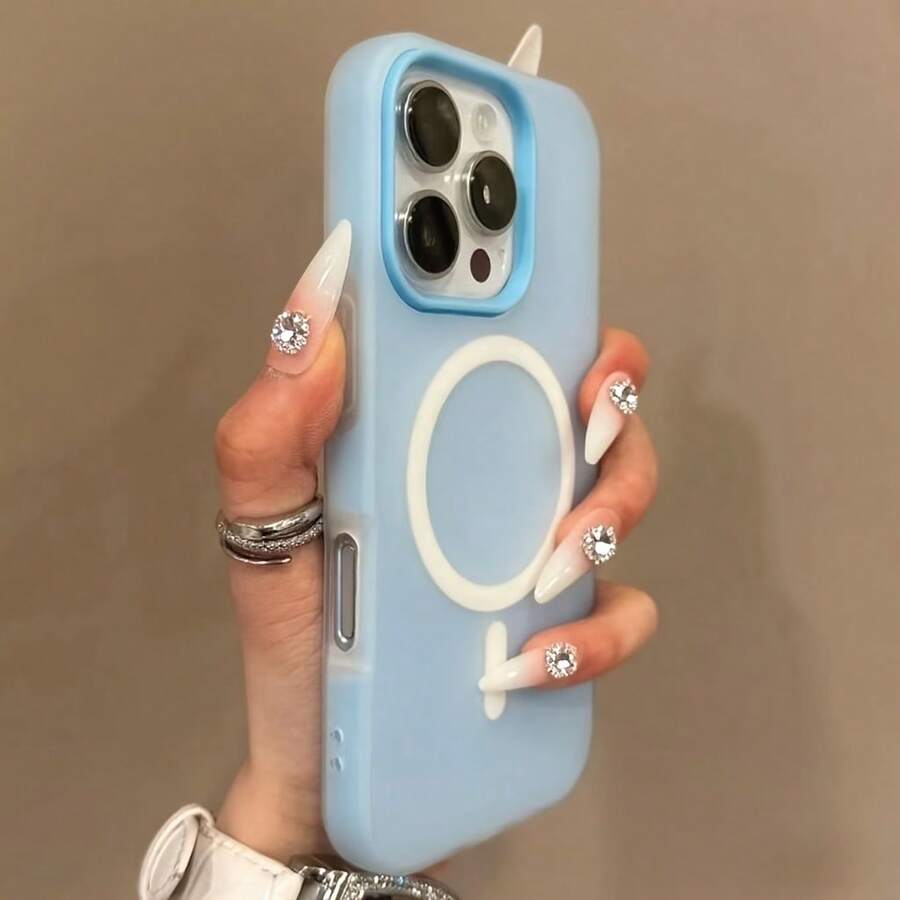 Luxurious Macaron-Colored Magnetic Phone Case, Suitable For IPhone 16 15 14 13 12 11 Plus Pro Max, Dual-Layer Shell Design, Provides Excellent Protection, The Perfect Gift For IPhone Users - Grey - View 1