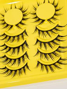 6对湿润狐狸眼假睫毛，动漫假睫毛，角色扮演假睫毛，戏剧性假睫毛，湿睫毛嫁接化妆工具 - 条状假睫毛 - 黑色 - 查看 5