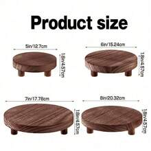 4pcs Wooden Plant Stand - Round Planter Holder, Suitable For Balcony Succulent Planting - A - View 4