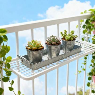 3-In-1 Planter. The Metal's Cool Tone Contrasts With The Sunflower's Vibrant Yellow, Giving The Planter A Lively And Fresh Feel, Like A Casual Find From A Farmer's Market. Can Be Displayed Individually Or Grouped Together. Pair With Sunflowers For A Bright Desk Accent, Or Dried Flowers For A Relaxed Industrial-Chic Vibe, Suitable For Various Cozy Settings.