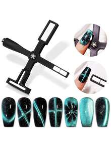 五合一美甲磁力工具，强力美甲磁笔配硅胶保护套，多功能磁棒3D猫眼磁性美甲凝胶艺术，适用于美甲沙龙、工作室或家庭使用 - 黑色 - 查看 9