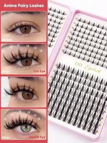 384片单根假睫毛,睫毛册,簇状假睫毛,DIY家用睫毛嫁接,簇状假睫毛,单根假睫毛,漫画睫毛簇套装,尖刺簇状睫毛嫁接套装,动漫睫毛,单根浓密睫毛嫁接套装,DIY家用8-16毫米簇状睫毛套装,含粘合剂和密封剂,防水,含镊子 - 彩色 - 查看 6