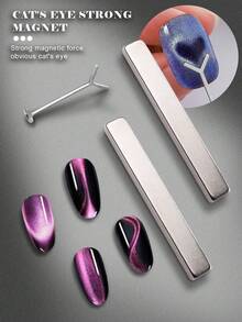 Super Thick Bar Magnet Cat's Eye Magnet Nail Polish 3D Line Bar Effect French Multi-Functional Magnet Pen Tool,Suitable For Home Nail Salon DIY, Nail Art Supplies, Nail Art Tools, Back To School, Nail Art, Manicure And Pedicure Tools. - A - View 3