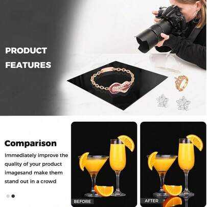 10/20/30cm Professional Black Acrylic Reflector Board | Ultra High Gloss Mirror Surface Suitable For Studio Lighting | Portable Background Board For Jewelry/Cosmetic/Art Photography