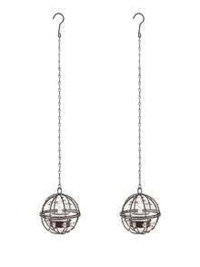 1/2pcs Solar Hanging Lantern Lights, Solar Powered, Outdoor Waterproof Iron Rust Bird Cage Candle Holder With Flickering Solar Tea Lights, Rechargeable Lantern Lights For Backyard, Patio, Garden, Fence, Tree Decor - Beaded Spheres - View 13