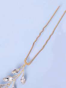 3pcs Women Elegant Rhinestone Hair Clips Set, Wedding Party Updo Hair Accessories - Gold - View 4