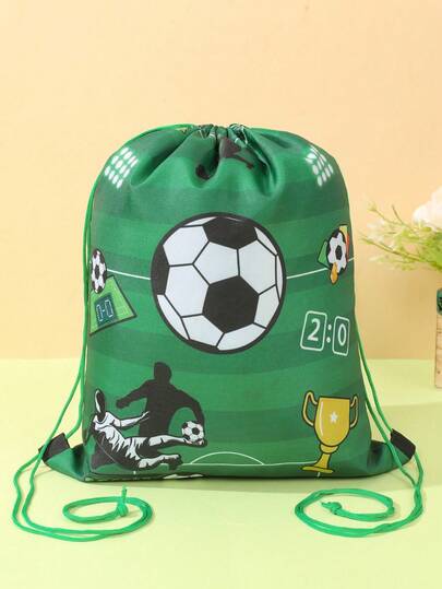 6个装足球抽绳包，男女童运动背包，带束口袋，户外背包，足球派对礼品，足球派对用品，足球活动装饰，婴儿派对装饰，运动主题生日派对用品，世界杯家居装饰，新娘送礼会礼品，生日礼物，足球派对礼品，世界杯装饰