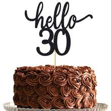 1 chiếc phụ kiện trang trí bánh kem lấp lánh "Hello 30/40/50" - Chúc mừng 30/40/50 năm, trang trí bánh kem tuyệt vời cho tiệc cưới, kỷ niệm. - Xem 5