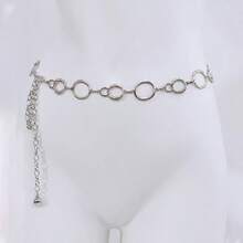 Niche Metal Circle Buckle Waist Chain, Minimalist Chic Versatile Decoration For Dresses - Silver - View 6