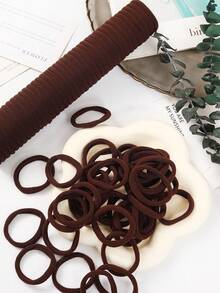 1/50/100/200pcs Minimalist Women High Elasticity Hair Ties, Suitable For Daily Use - Coffee - View 1