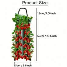 1 Hanging 8-Hole Strawberry Planting Bag, Made Of PE Material, With Perforated Plant Planting Hanging Bag, Household Multi Pocket Fruit Cultivation Bag, Flower Vegetable, Strawberry Bag - Multicolor - View 11