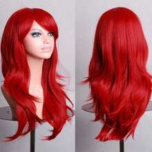 1顶长波浪刘海假发，长波浪卷发刘海假发，动漫角色扮演假发，公主假发，长波浪角色扮演合成纤维假发，耐热合成纤维假发，适合动漫、万圣节派对、音乐节等场合，尺寸可调节，完美贴合，假发配件 - 彩色 - 查看 3