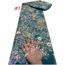 Tela de encaje de tul francés de alta calidad con bordado de lentejuelas, material para vestido de novia y novio nigeriano, 2026 - A - Ver 2