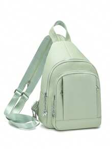 时尚多口袋软皮斜挎包，休闲商务胸包，多功能小背包 - 彩色 - 查看 18