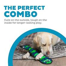 Hound Durablez Large Snake Stuffing-Free Squeaky Pl 11ush Dog Toy For Puppies & Dogs - Interactive, Soft Yet Tough, No Mess, Jumbo Squeaker, Long-Lasting Play, 24.5 Inch, Blue - BlueSnake大包裝1 - 查看 3