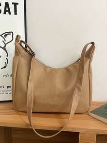 Stylish Commuter Crossbody Bag, New 2026 Korean Version Large Capacity Casual Retro Chic Shoulder Tote Bag - Khaki - View 1