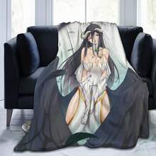Flannel Fleece Unique Throw Blanket Albedo Overlord Anime Black Hair Yellow Eyes Girl Character Throw For Better Sleep Supe - 黑色 - 查看 8