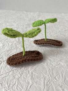 2个装女士针织绿色叶子发夹，创意3D可爱刘海夹 - 綠色 - 查看 7