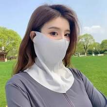Women Sunscreen Veil Summer Neck Face Mask UV Protection Breathable Ice Silk Sun Protection Masks Veils Outdoor Sport Face Cover - 黑色 - 查看 5