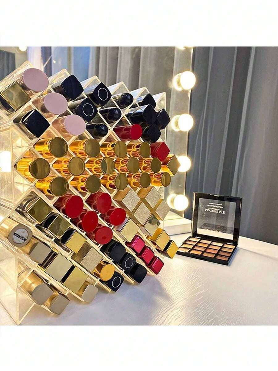 Acrylic Lipstick Storage Box, Multi-Compartment Transparent Makeup Organizer Rack - View 1