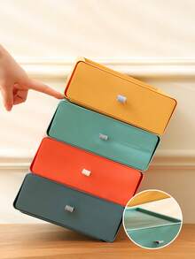 Macaron Color Stackable Desktop Storage Drawers, Fashionable Desktop Organizer Box, Suitable For Office Supplies, Desktop Storage Box (Handle Color Random) Office Desk Accessories Desk Accessories Pen Holder Office Accessories - Macaron Colors - View 6