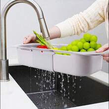 Expandable Drain Basket, Multifunctional Sink Drain Rack, Home Fruit & Vegetable Washing Basket, Dish Drainer - Multicolor - View 6
