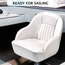 Silla de capitán para pontón, silla ergonómica tipo cubo para capitán, acolchado de espuma comprimida, estructura de plástico moldeado por inyección, sillas de capitán para barco con perno de montaje - Todo blanco - Ver 5