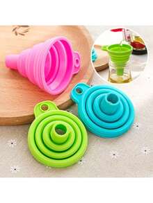 1pc/3pcs/6pcs Multi-Functional Silicone Folding Funnel, Liquid Filling Tool, Suitable For Pouring Water, Beverages And Oil - View 1