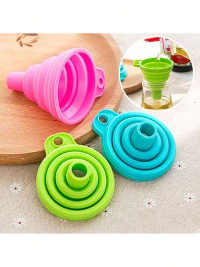 1pc/3pcs/6pcs Multifunctional Silicone Folding Funnel, Liquid Packaging Tool, Suitable For Pouring Water, Beverages, And Oil