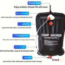 20L Portable PVC Shower Water Bag, Beach Essential, Summer Water Sports Accessory, Anti-Sand, For Beach Shower, Camping - Foldable Outdoor Camping Shower With Red Soft Hose And On/Off Switch, Durable And Lightweight, Suitable For Hiking, Travel And Outdoor Adventure, Camping Shower Bag - A - View 5