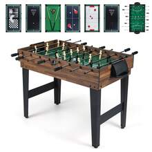 COSTWAY 10-In-1 Combo Game Table Set, Multi Game Table W/ Foosball, Air Hockey, Pool, Ping Pong, Shuffleboard, Bowling, Chess, Checkers, Backgammon, Stackable Combination Table Set For Home, Office, Bar, Brown - Brown - View 8