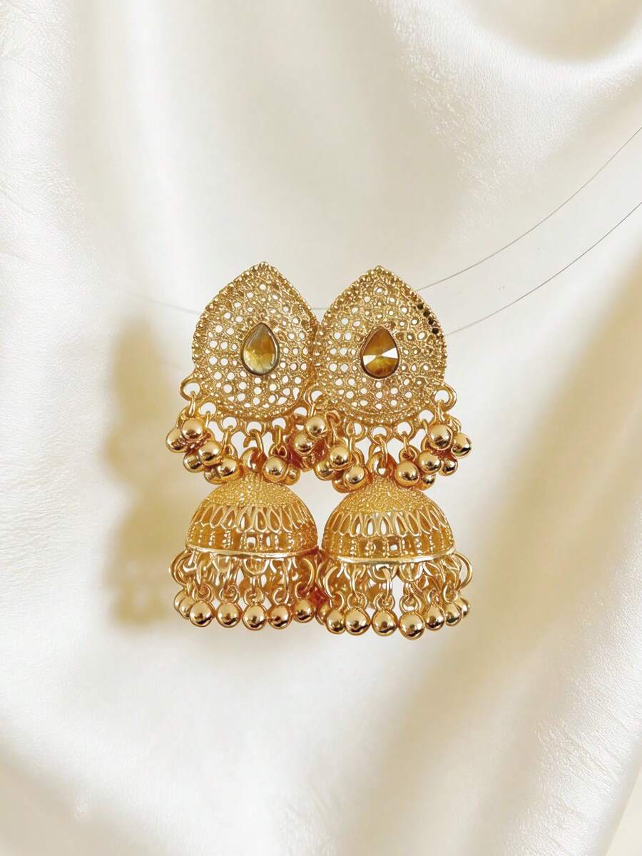 优雅铃铛流苏吊坠耳环，水滴形耳坠，适合女性日常佩戴、节日、婚礼和派对，也是馈赠女性的理想礼物。 - 吊墜 - 查看 1